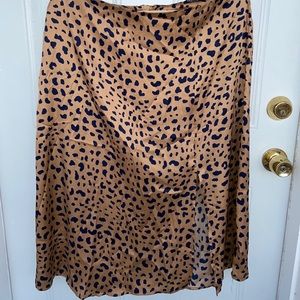 Leopard Silk Midi Skirt